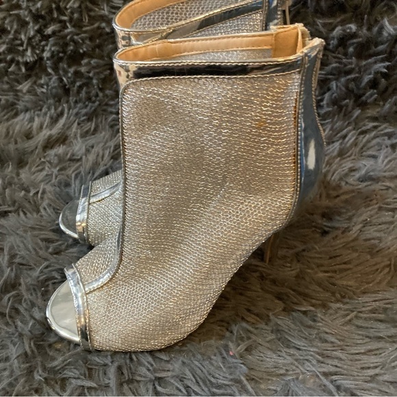 Shoes - Ladies Silver Mesh High Heel Bootie